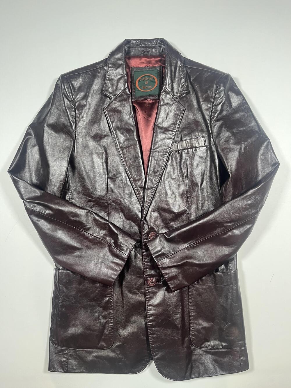 Cottrell & Hayes Sport Coat Jacket Mens 40L Long Brown Leather Two Button Blazer
